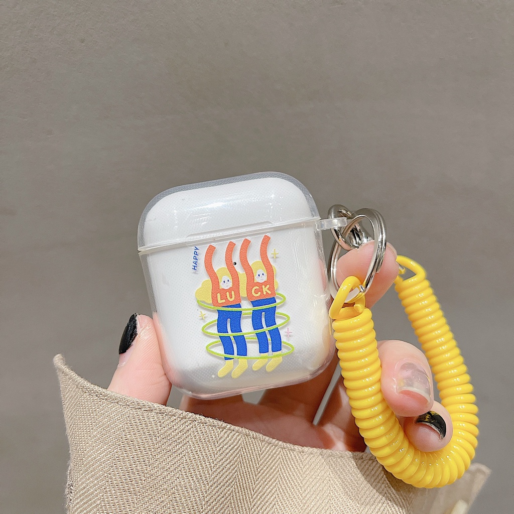 Vỏ Bảo Vệ Hộp Sạc Tai Nghe airpods 1 2 Pro 3rd Generation Pro 1/2 Trong Suốt Chống Sốc Họa Tiết Hoạt Hình Kèm Dây Đeo Kiểu Nhật Hàn