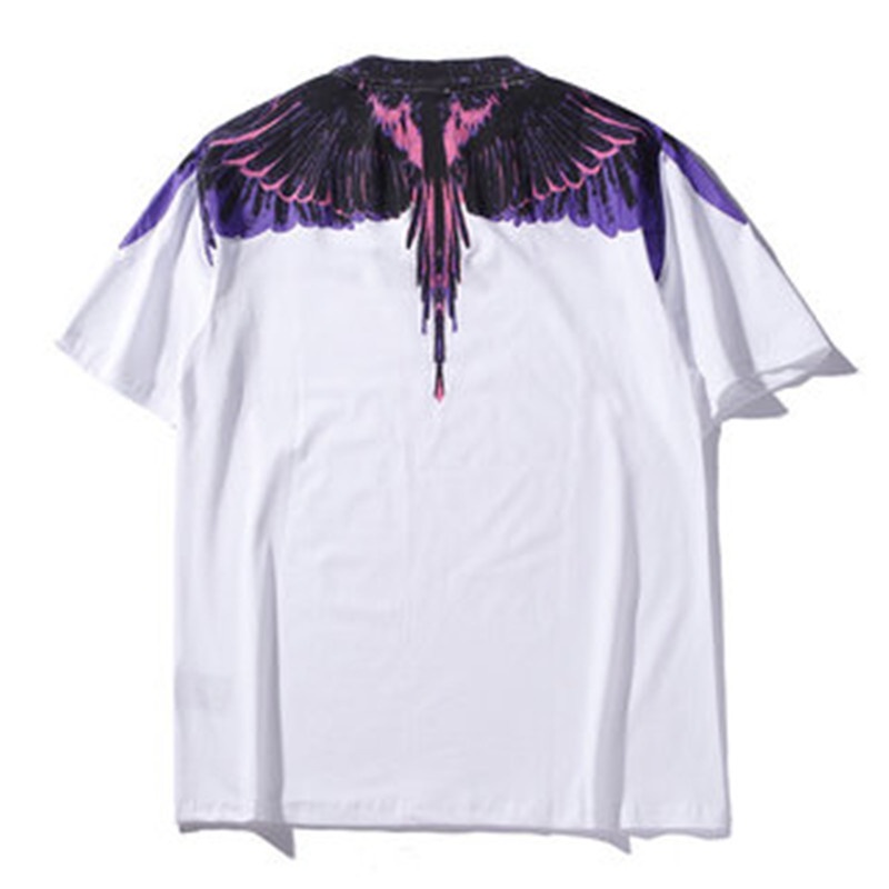 Áo Thun Thể Thao Tay Ngắn Cổ Tròn In Hình Đôi Cánh Màu Tím/Xanh Dương Thời Trang Đường Phố Dành Cho Nam Và Nữ