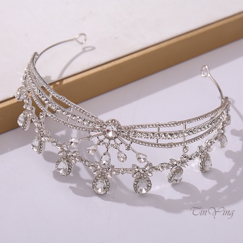 GETNOIVAS Vương miện cài tóc đính đá sang trọng cho cô dâu
