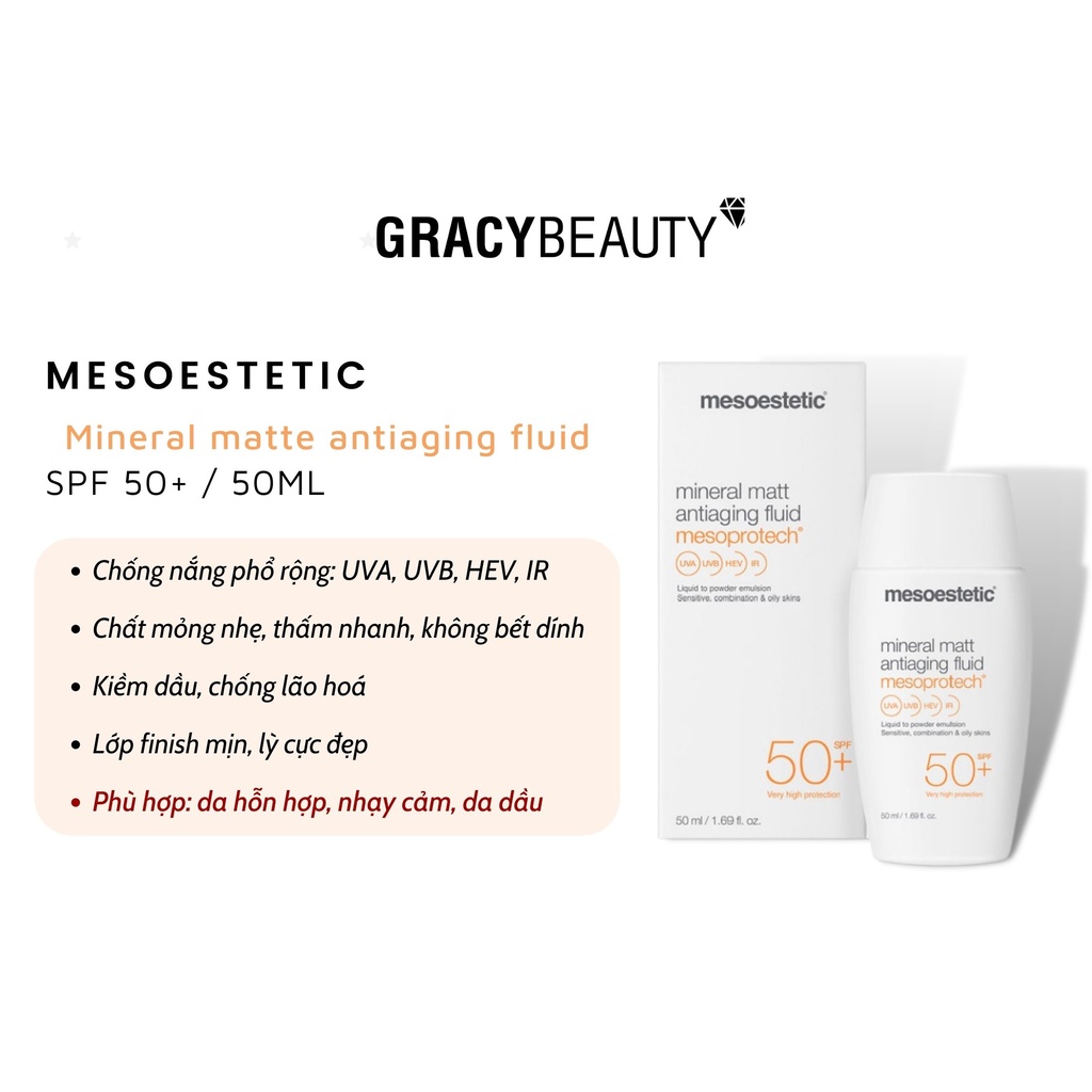 Kem chống nắng Mesoestetic Mineral Matte Antiaging Fluid SPF50+ 50ml