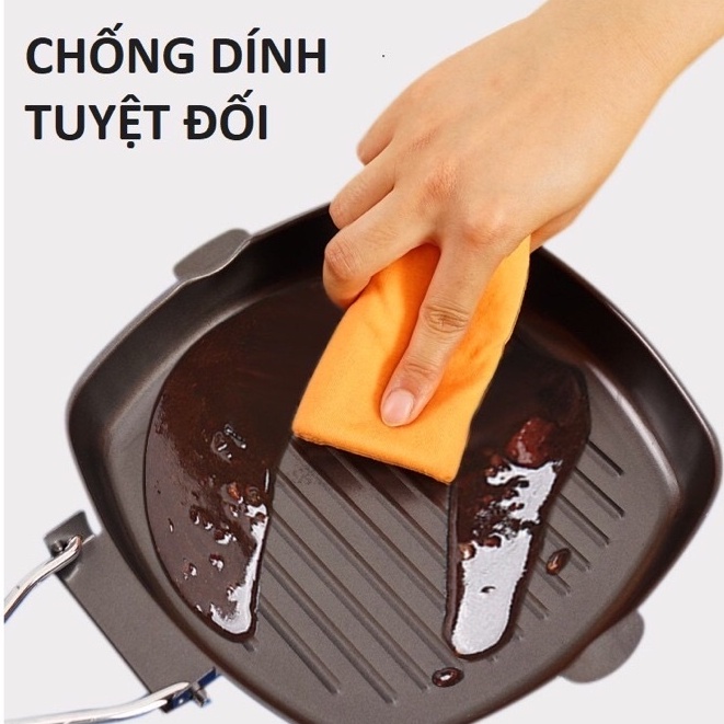 Chảo chống dính, vỉ nướng vân đá có tay cầm gấp gọn cao cấp 24cm