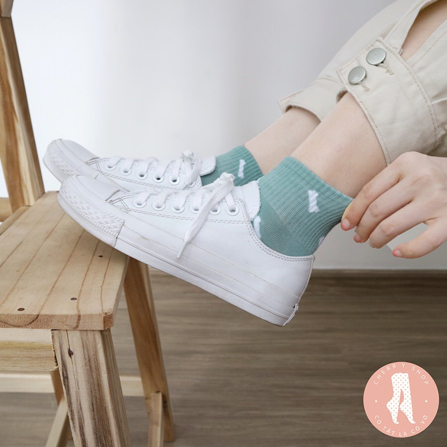 Tất nữ cổ ngắn cute Hàn Quốc set 5 đôi xanh mint CAMILA T11