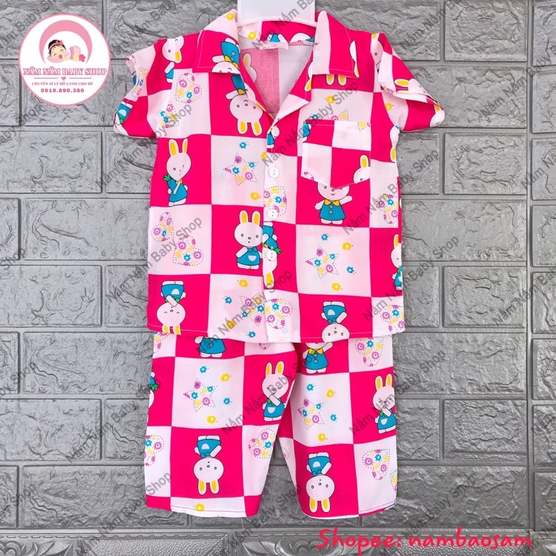 Bộ lanh/tole 2 da tay ngắn quần dài Pijama bé gái 8-32kg