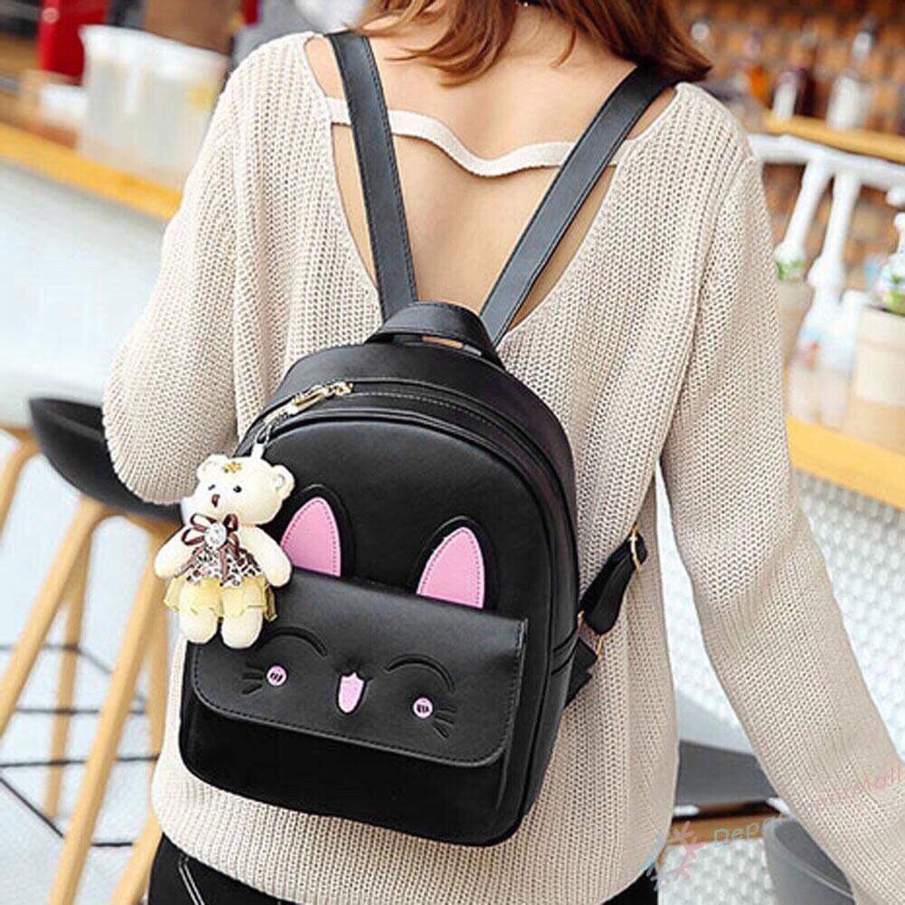 Balo Da Nữ Mềm Thời Trang, Balo Mini Nữ Tai Thỏ Điệu Đà Chất Da Simili