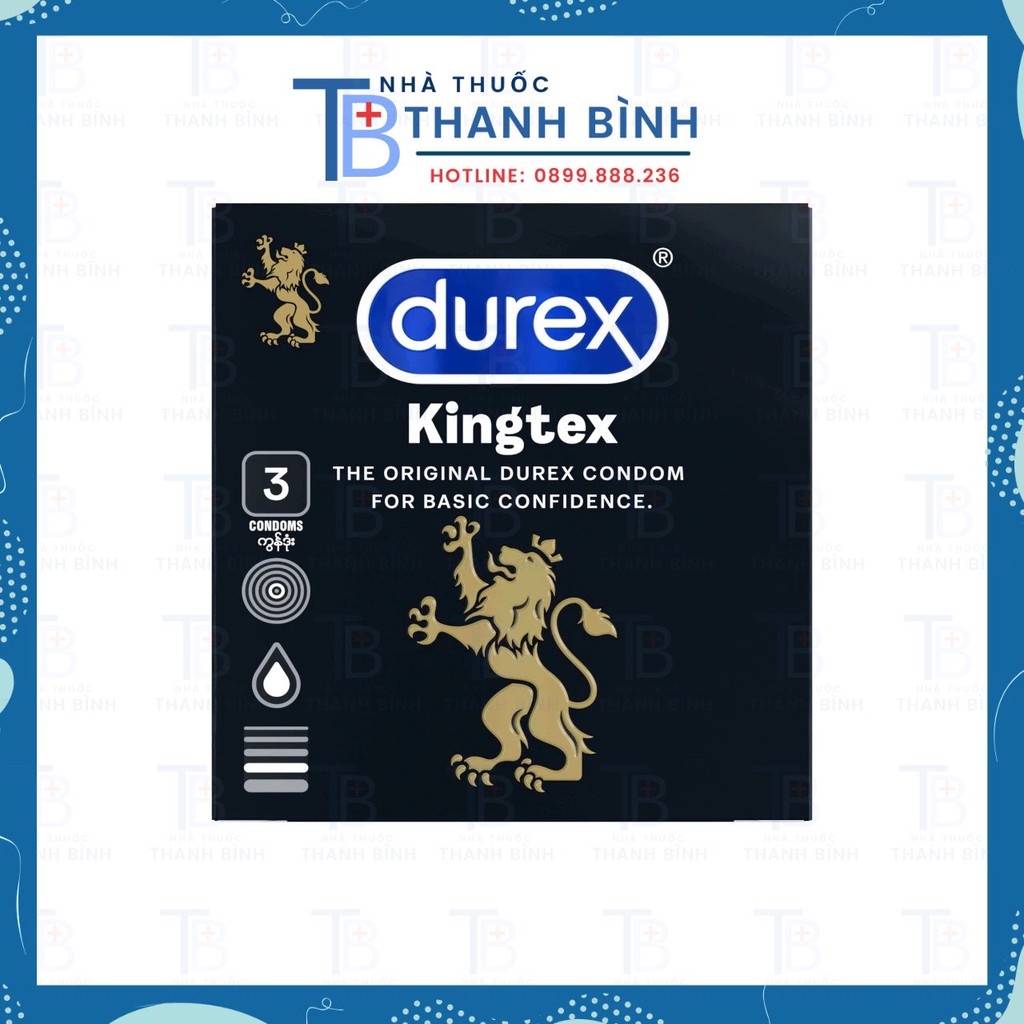 DUREX KINGTEX - Bao Cao Su Hộp 3 Cái