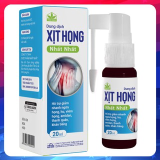 Dung dịch Xịt Họng Nhất Nhất - Giảm ngứa họng, viêm họng, viêm amidan - Lọ 20ml - Hàng chính hãng - HSD 2023