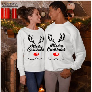 Áo nỉ   thu đông cặp đôi  thời trang nam nữ in hình giáng sinh Merry Christmas ( 2 chiếc)