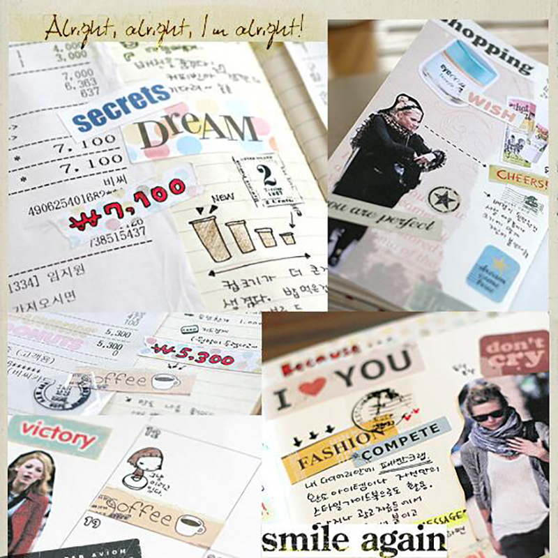 Set 6 tờ nhãn dán phong cách Retro dùng trang trí thủ công