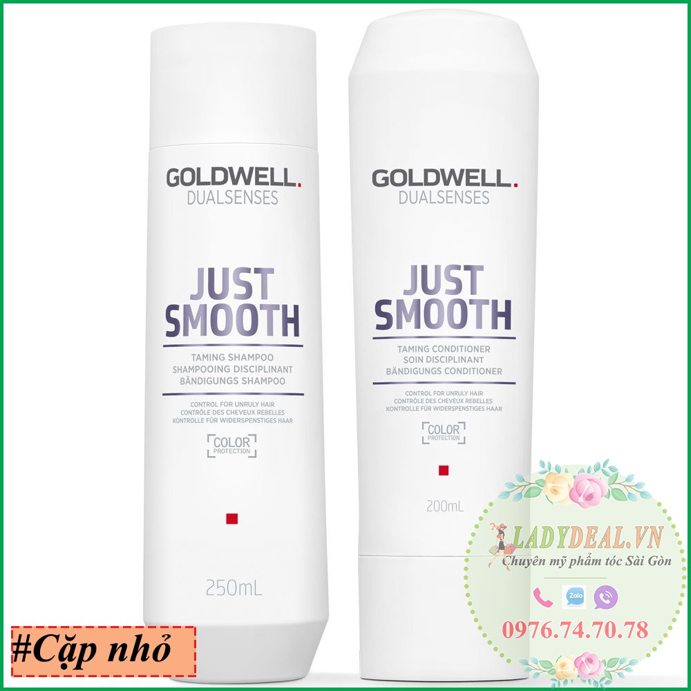 Cặp dầu gội + xả suông mượt tóc Goldwell Smooth dualsenses just smooth 200ml +250ml