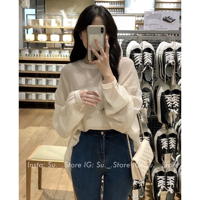 SET ÁO TƠ TAY DÀI  gồm áo voan tơ tay dài và áo yếm trong thiết kế form rộng style hàn quốc ullzang dễ mix & match