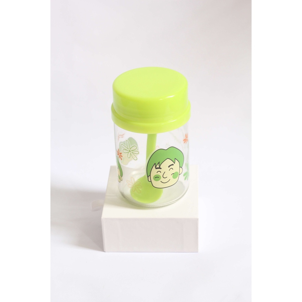 Giá Sỉ tại xưởng Bộ 2 hủ hũ thủy tinh đựng gia vị kích thước lớn tặng kèm muỗng cao cấp xanh cam