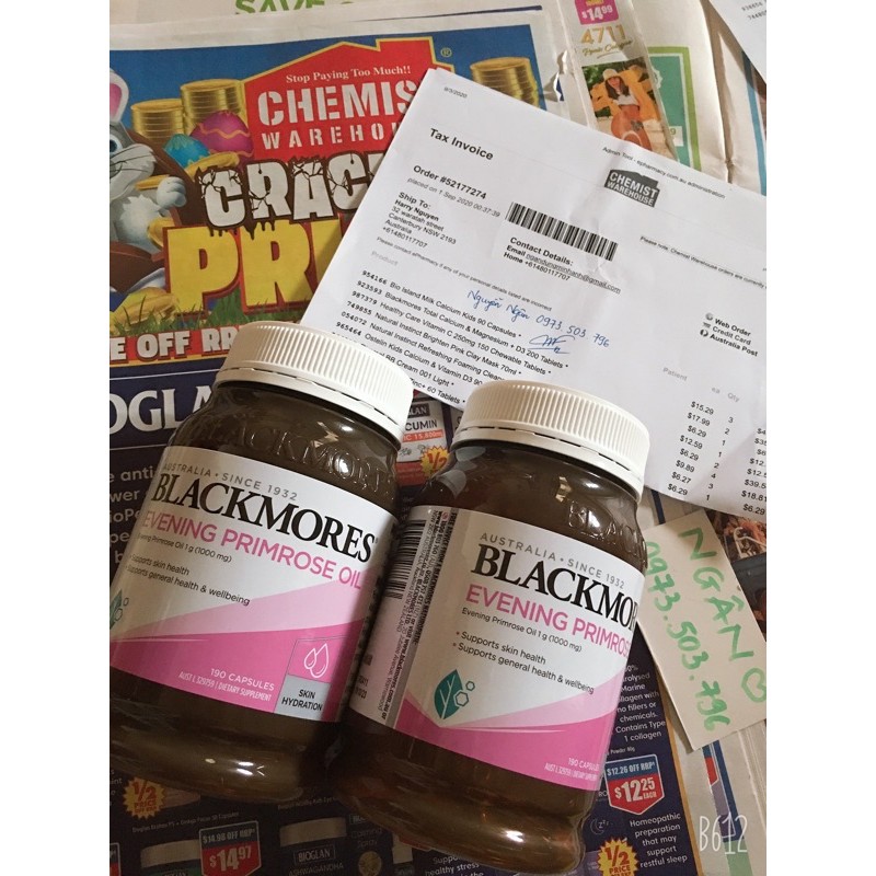 Tinh Dầu Hoa Anh Thảo Blackmores Evening Primrose Oil 190 viên, bổ sung nội tiết