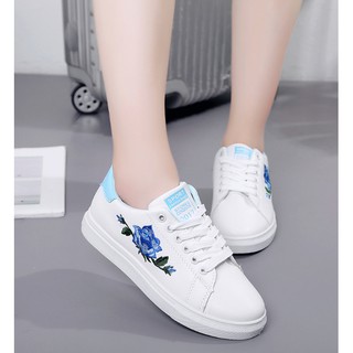 Giày da nữ hoa hồng thêu N006 kèm hình thật