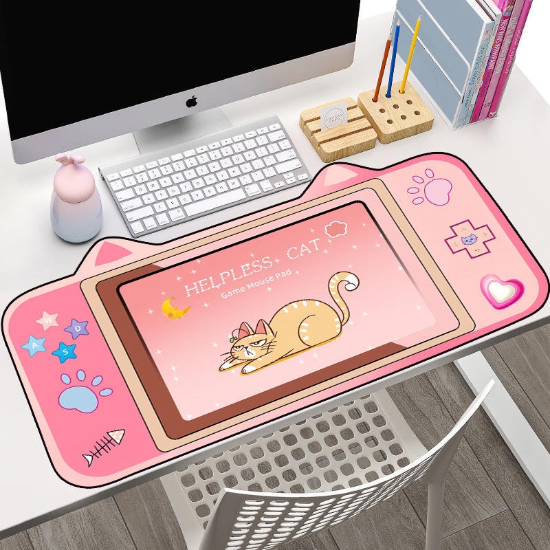 Miếng lót chuột chơi game cỡ lớn thiết kế tai mèo chống thấm nước dễ thương