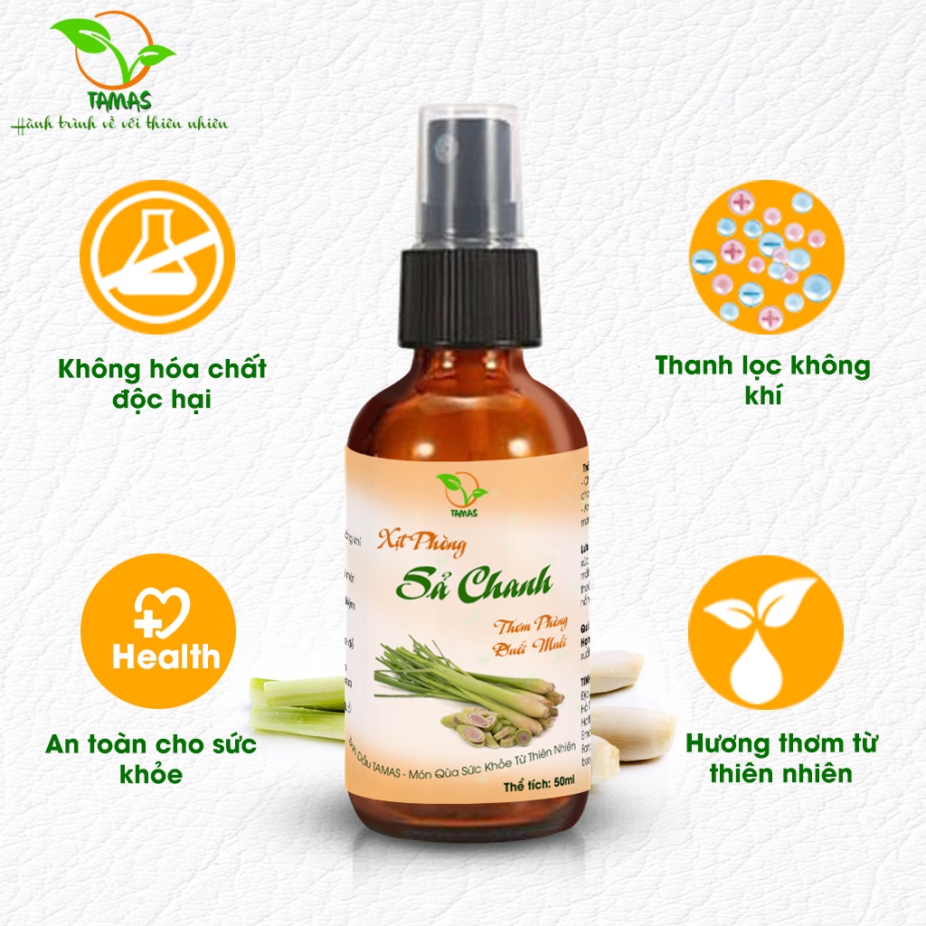 Combo 3 Chai Xịt Phòng TAMAS 50ml Hương Quế Sả, Sả Chanh, Bạc Hà Giúp Khử Mùi, Thư Giãn, Đuổi Muỗi Và Côn Trùng Hiệu Quả