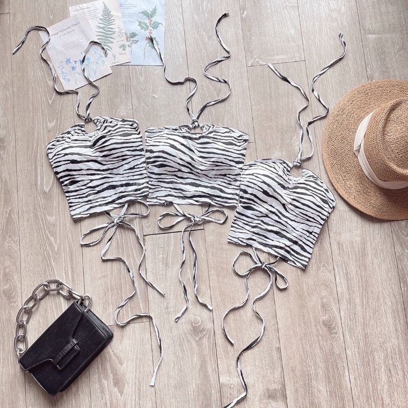 [Mã FAMARAL2 giảm 10K đơn 50K] Áo croptop kiểu yếm bò sữa đan dây lưng có mút ngực nữ | BigBuy360 - bigbuy360.vn