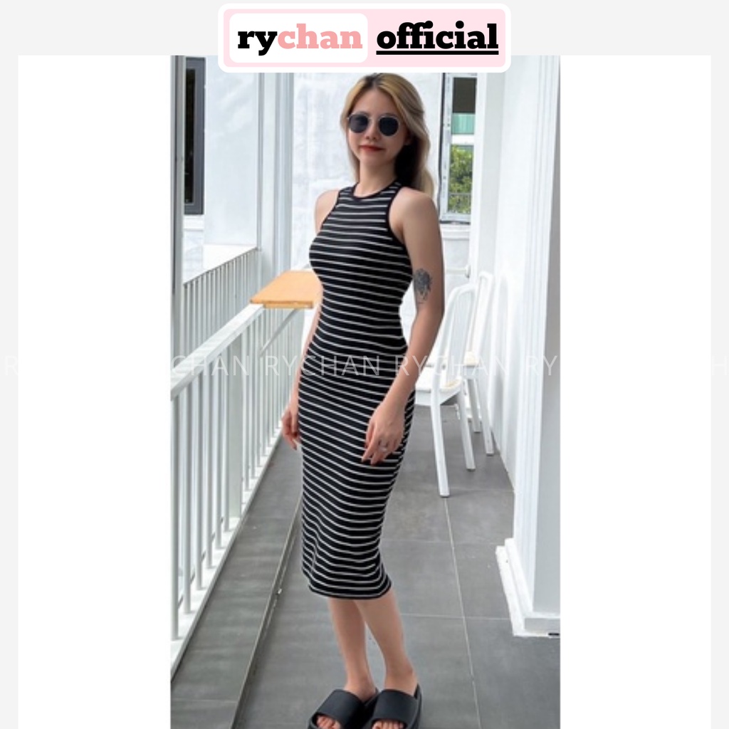 Đầm Ôm Body Nữ Đi Mall Shopping Không Tay Kẻ Sọc Sexy Tôn Đường Cong – MOI018