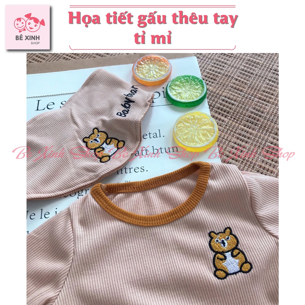 Quần áo bộ body trẻ sơ sinh dài tay thun gân nỉ cho bé trai bé gái K.woo [TẶNG YẾM] bộ đồ ngủ dài tay cho bé len tăm nỉ