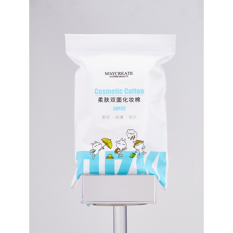 Bông Tẩy Trang 03 Lớp Cotton MayCreate Thấm Hút Nhanh Mềm Mịn Dai Surica BTT03 (50c)