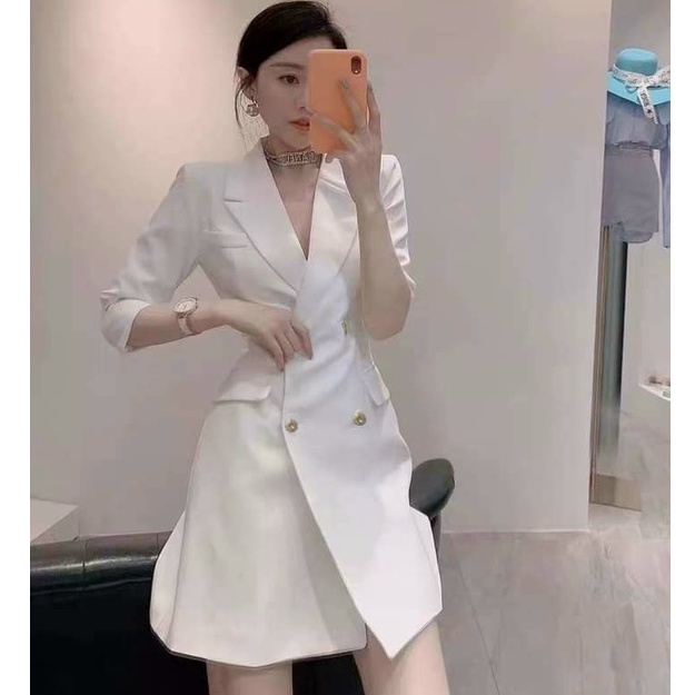 ĐẦM VEST TRẮNG ĐEN HÀNG THIẾT KẾ CAO CẤP ĐI TIỆC, CÔNG SỞ SANG TRỌNG