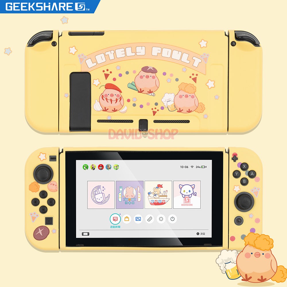 Ốp lưng + case Joy-Con chủ đề Gà Con Vào Bếp dẻo cao cấp hãng Geekshare cho Nintendo Switch
