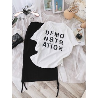 Set pull Áo Trắng Chân Váy Đen Co Giãn .