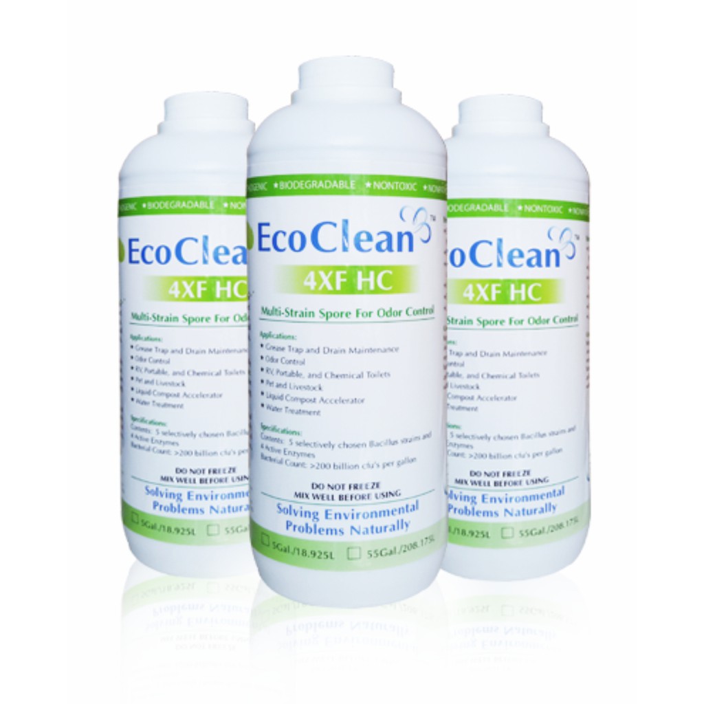 EcoClean 4XFHC - Vi Sinh Xử Lý Mùi Hôi Chuồng Trại, Bãi Rác, Nước Thải, Hầm Tự Hoại ... - Chai 1 lít