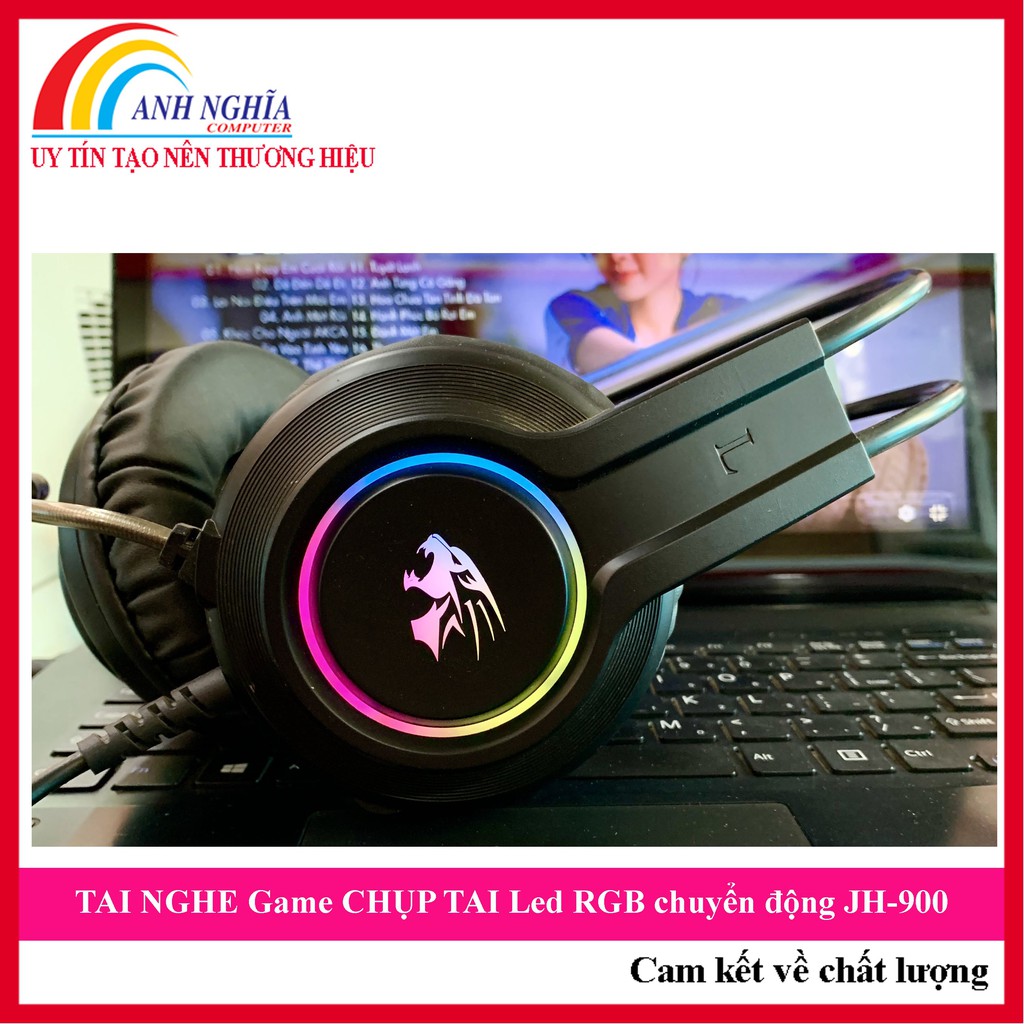 TAI NGHE Game CHỤP TAI Led RGB chuyển động JH-900 (Đen) - Headphone over ear Led RGB Black JH 819