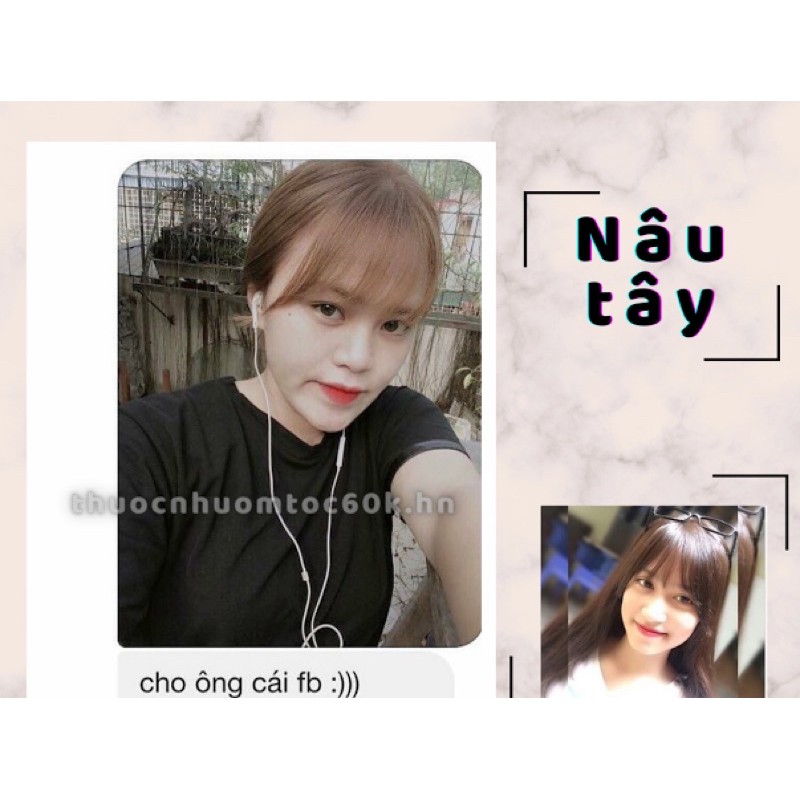 Thuốc nhuộm màu nâu tây kèm trợ dưỡng găng tay thuocnhuomtoc60k.hanoi thuocnhuomtoc60khanoi