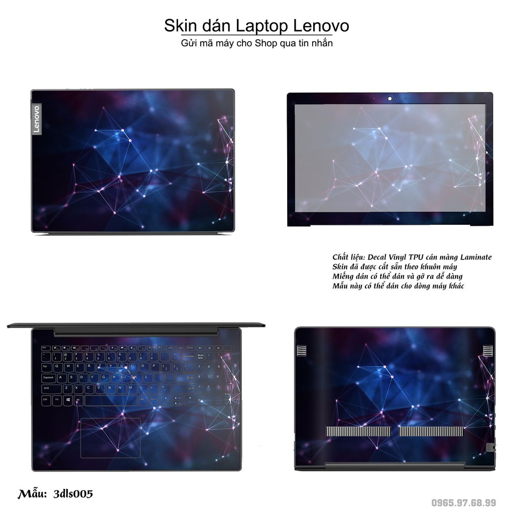 Skin dán Laptop Lenovo in hình 3D (inbox mã máy cho Shop)