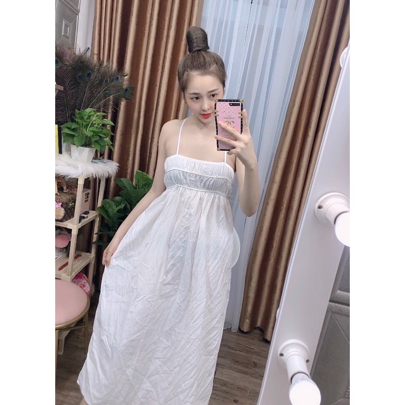 ĐẦM 2 dây from suông 😅đầm maxi đi biển, đầm bầu