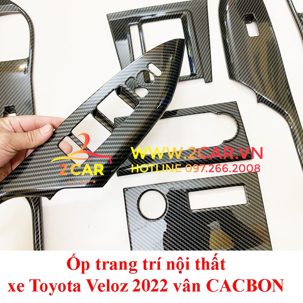 Ốp nội thất vân carbon xe Toyota Veloz 2022, 2023, 2024 nhựa ABS vân cacbon cao cấp 7 chi tiết