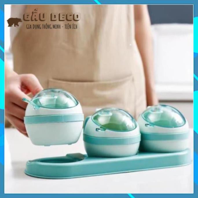 Hũ đựng gia vị bằng nhựa - FREESHIP - Có nắp đậy, set 3-4 hũ
