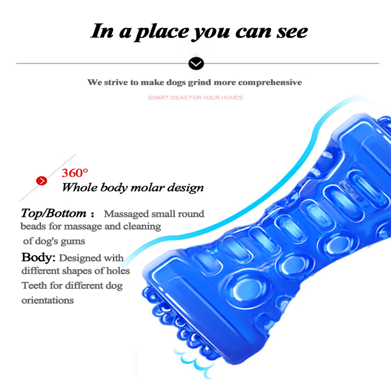 Đồ chơi nhai gặm hình khúc xương cho chó cưng làm sạch răng bằng TPR cao su phát âm thanh