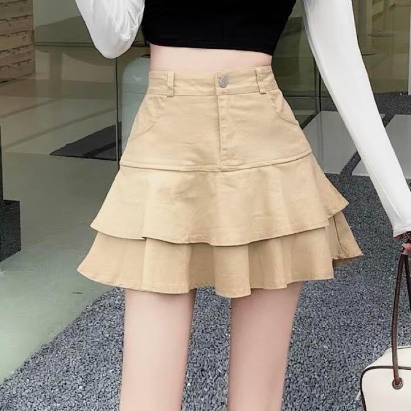 (SHOP BIGSIZE nữ 50kg đến 90kg ) chân váy nữ kaki xoè tầng