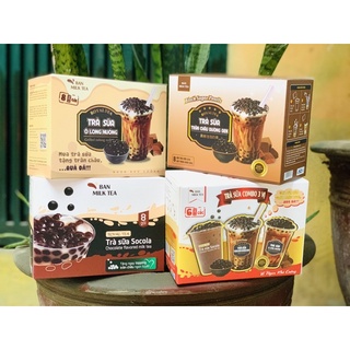 Trà sữa trân châu đường đen - Hộp pha được 8 cốc trà sữa có kèm trân châu
