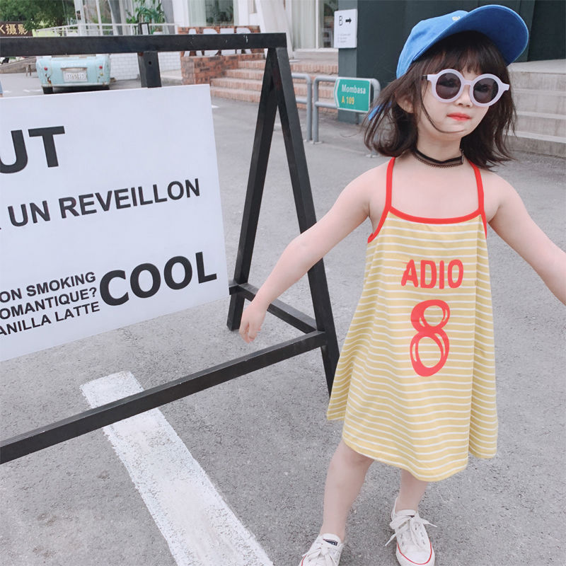 Đầm 2 dây kiểu Hàn Quốc thời trang mùa hè 2023 cho bé gái
