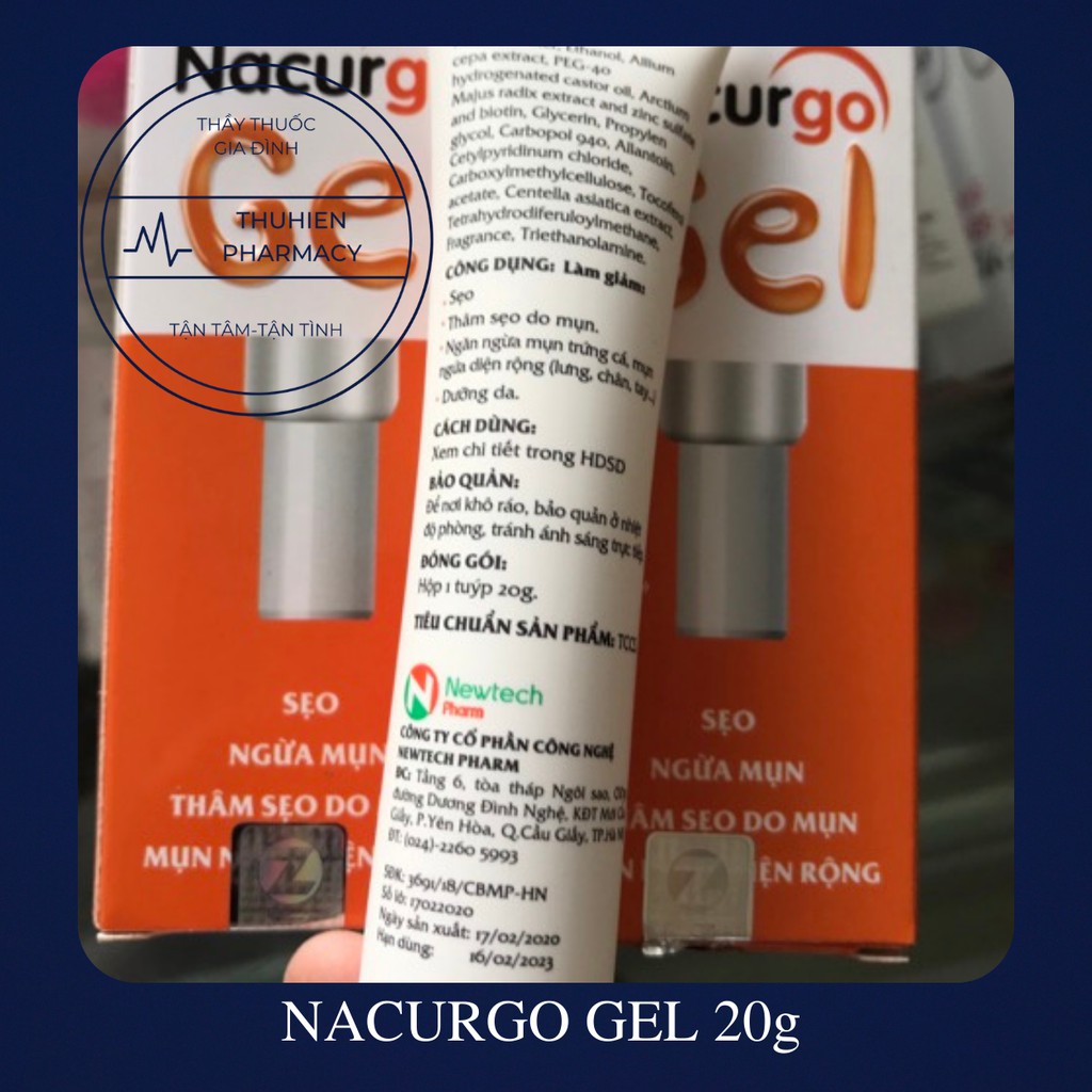 NACURGO GEL 20g - Ngừa mụn, thâm sẹo do mụn, mụn ngứa diện rộng