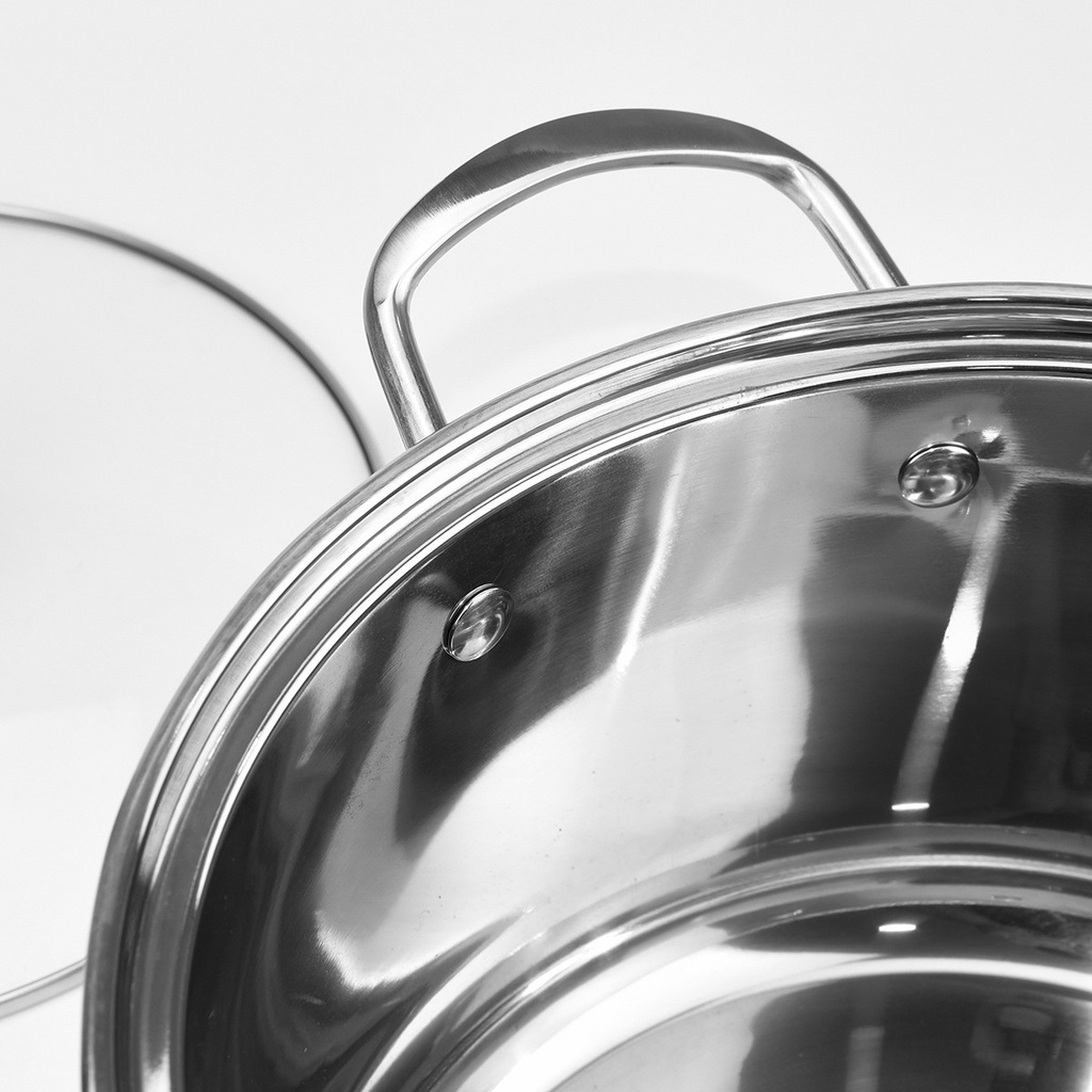 Nồi inox 3 đáy Goldsun GE43-1302SG size26cm - Inox 430 cao cấp bền chắc- dùng được trên mọi loại bếp - BH chính hãng