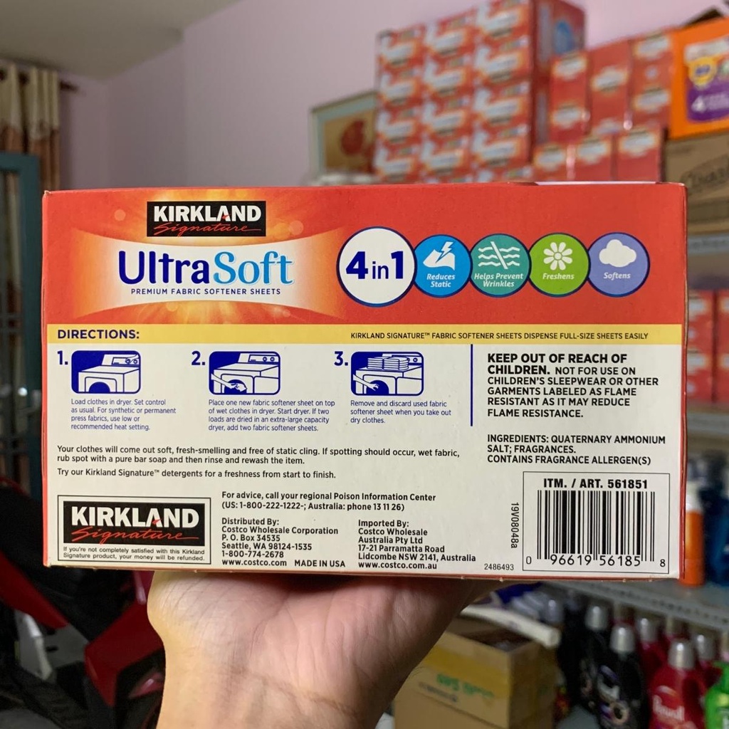 Giấy thơm quần áo kirkland Ultra Soft, làm phẳng quần áo khi sấy, hạn chế tĩnh điện vào mùa khô
