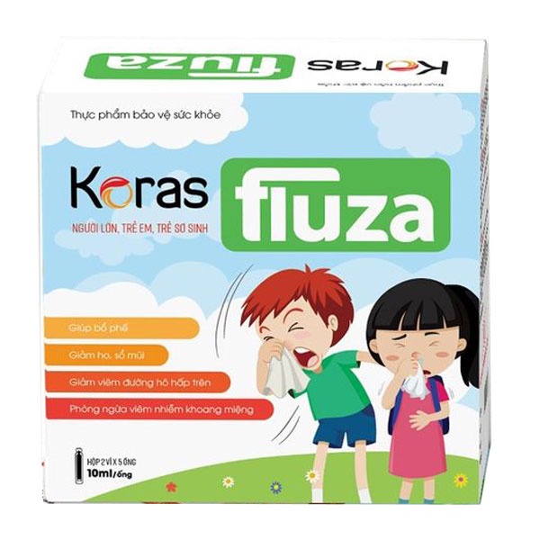 Koras Fluza - Giúp bổ phế, hỗ trợ giảm ho, giảm đờm, giảm đau rát họng do ho kéo dài, thay đổi vùng họng, phế quản...