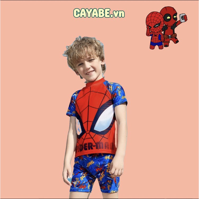 ĐỒ BƠI BÉ TRAI NGƯỜI NHỆN SPIDERMAN ĐỎ TAY NGẮN, QUẦN RỜI