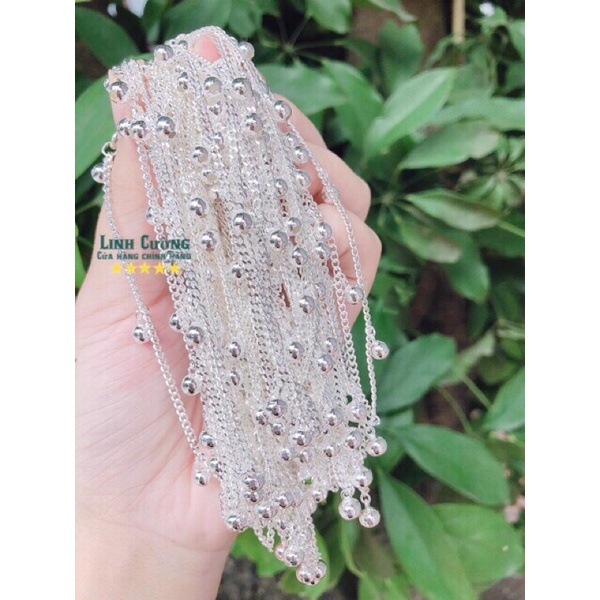 Lắc chân bạc kèm bi treo cực xinh cho bạn nữ - hàng dây mắt xích dày dặn