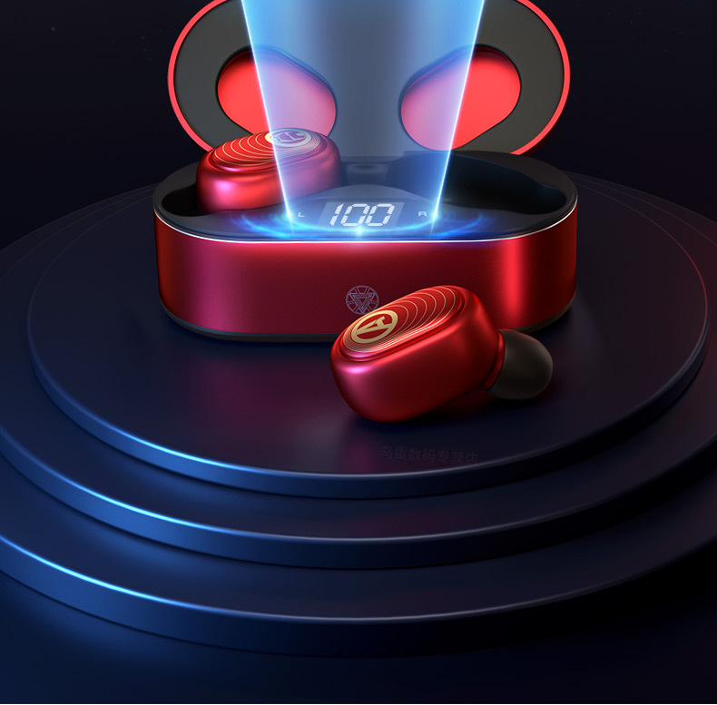 Tai Nghe Nhét Tai Bluetooth 5.0 Không Thấm Nước Hiển Thị LED Phong Cách Marvel TM09 - Chính Hãng từ MARVEL