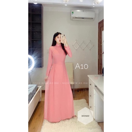 ÁO DÀI LỤA TRƠN TÀ CHỮ A KÈM QUẦN LỤA CÙNG CHẤT