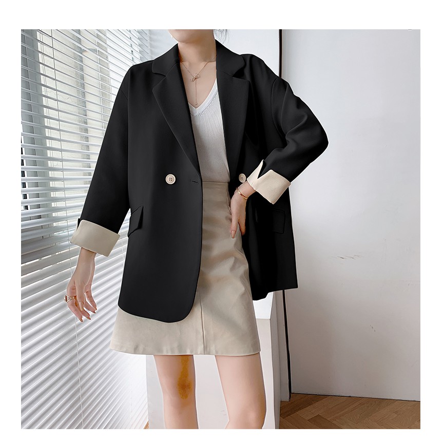 sẵn Xanh-M(Hàng Đẹp)Ảnh thật 8 hình cuối-Áo blazer form rộng thời trang Hàn Quốc