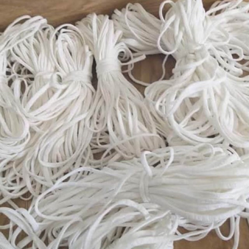 Bó 10 mét chun xốp trắng làm dây đeo khẩu trang , làm dây khuy cài áo