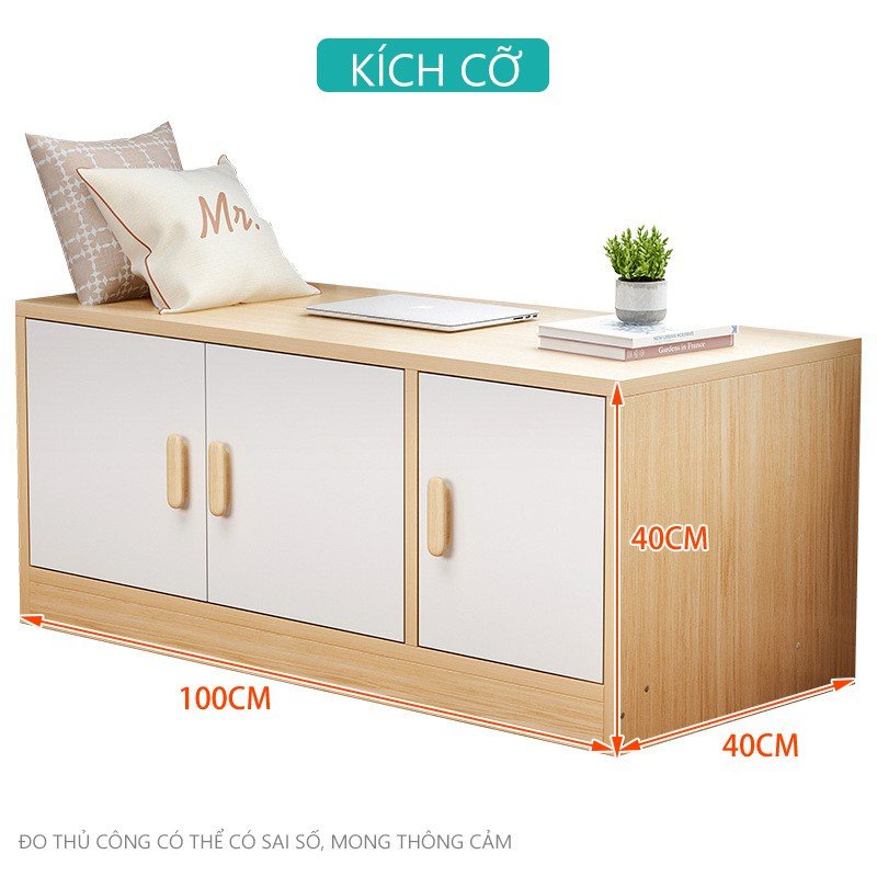 Tủ gỗ thấp kê cửa sổ ban công phòng khách trang trí 3 cánh , Kệ tivi phòng khách 100x40x40cm