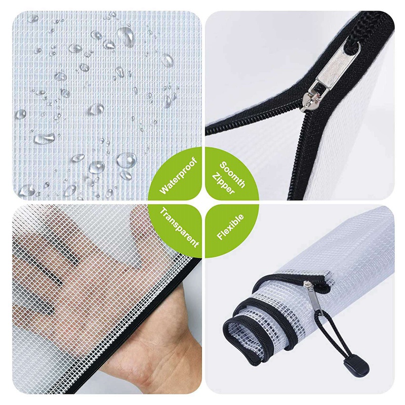Set 12 Túi Lưới Khóa Kéo Đựng Tài Liệu Khổ A3 Tiện Dụng Ví