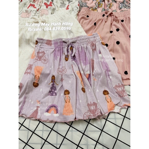 Quần đùi mặc ở nhà, quần cotton in hình ngộ nghĩnh mặc ở nhà cực xinh